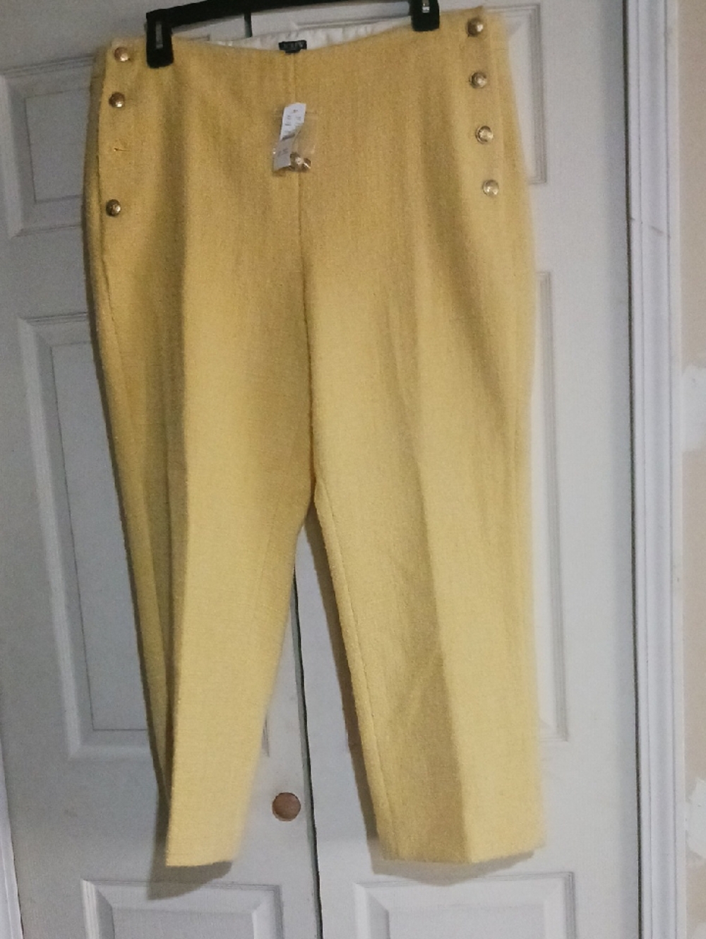 J. Crew Yellow Tweed Fully Lined Trousers with Gold Buttons